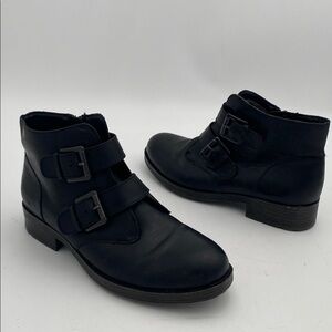 Born concept Black Ankle Boots Buckle Straps women 7M Leather casual office Y2K